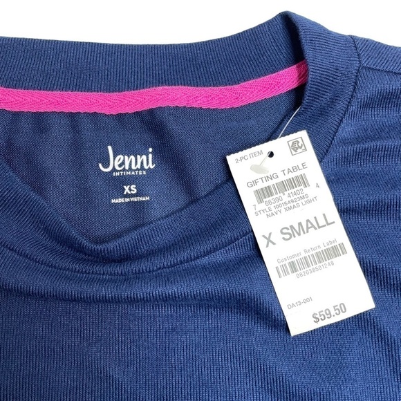 Jenni Long Sleeve Pajama Top Bundle Ribbed Henley Parfait Pink & Navy XS New - Picture 9 of 11